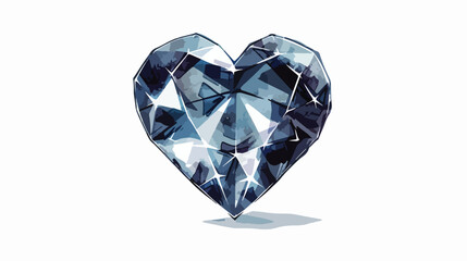 Fototapeta premium Hand-drawn Heart Shaped Diamond: Romantic Vector Illustration, Perfect for Valentine's Day cards, 