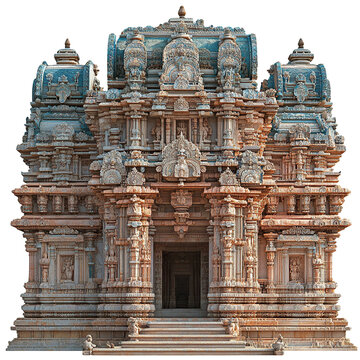 Front view of the Gomateshwara Temple isolated on a white transparent background