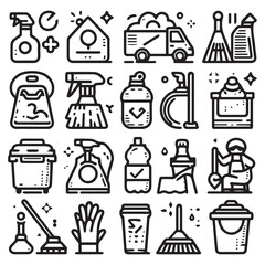 editable vector clip art collection of cleaning elements