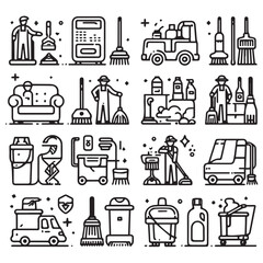editable vector clip art collection of cleaning elements
