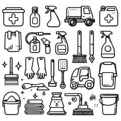 editable vector clip art collection of cleaning elements