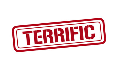 TERRIFIC red stamp text vector, rubber stamp