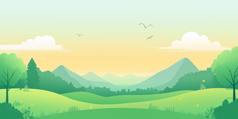 Obraz premium Minimal Summer Hill Landscape. Generated AI
