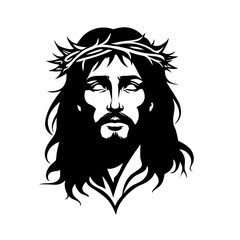 Jesus silhouette on a white background