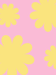 Abstract floral background. Yellow stylized flowers on a pink background. Vector illustration. Summer vertical banner with space for text. Bright elongated banner for sale and advertising. Flyer.