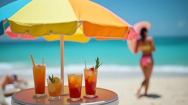 Estate, relax e vacanze: bibite fresche sulla spiaggia 