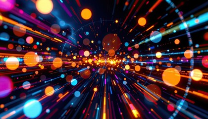 Abstract Light Trails and Bokeh Effect Creating a Vibrant Background