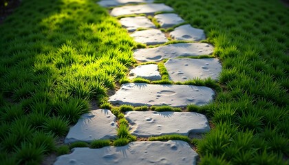 Stone Pathway Through Green Grass