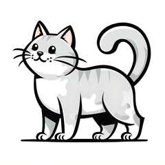 Joyful Cartoon Cat Illustration with Curled Tail Sticker