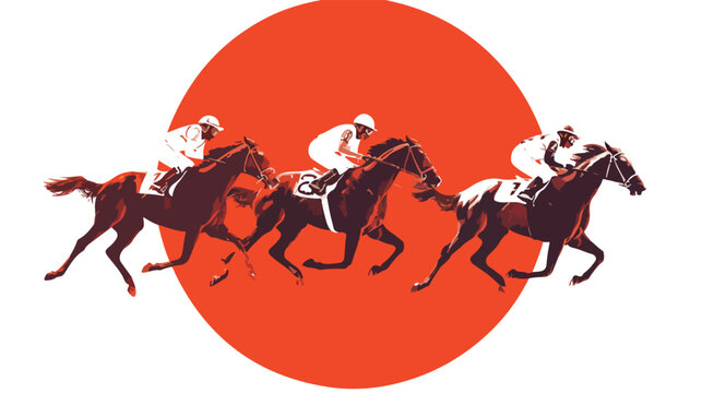 Thrilling Horse Race Competition: Dynamic Thin Line Icon Design for Websites and Mobile Apps.       
