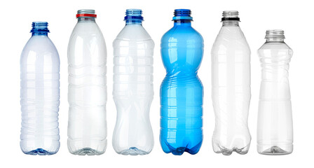 Empty plastic bottle isolated on white background showing recycling concept