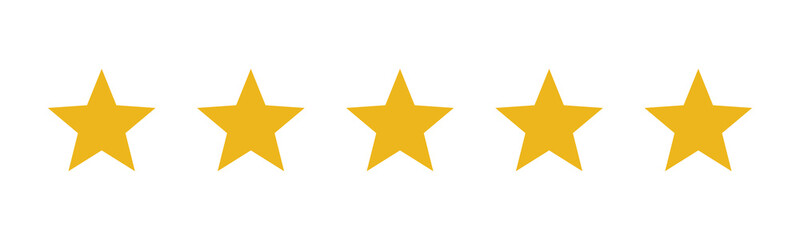 Five stars rating icon, Customer product review design elements, Five star reviews, Vector illustration