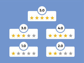 Rating number set, star review with rating number, vector illustration, suitable for website and mobile apps