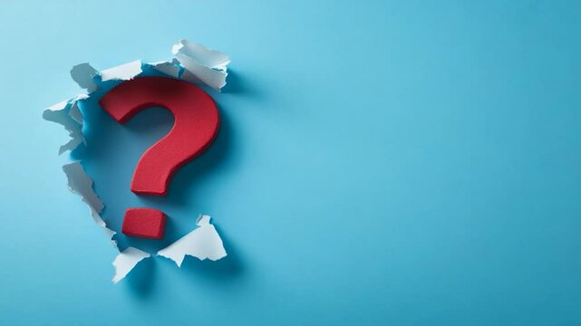 Question mark symbol through torn surface revealing concept of inquiry and mystery