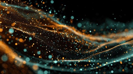 Abstract Orange and Teal Particle Wave