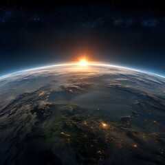 Sunrise over europe from space stunning earth view