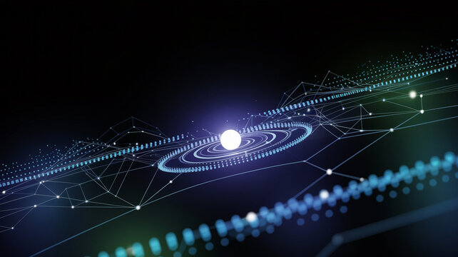 Abstract Digital Network with Glowing Sphere and Connected Lines