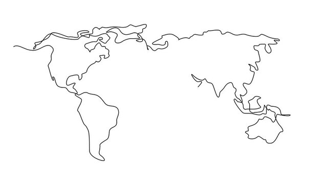 Self drawing animation of single one line drawing asthma inhaler with a world map on the back. Assistive technology for asthma sufferers that has gone global. World Asthma Day. Full length animated