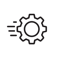 Vector gear icon on a metal internet button illustrating industrial machinery and engineering technology