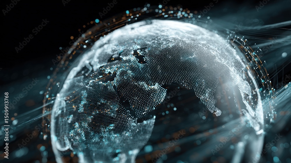 Poster global data visualization network analysis technological communication in the world