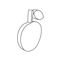 The outline of a large apple symbol is made with black lines. 3D view of the object in perspective. Vector illustration on white background