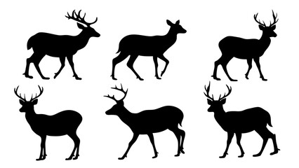 Obraz premium set of deer silhouette design vector art illustration