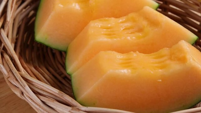 Sliced ​​melon in basket
