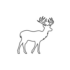 A large black outline deer symbol on the center. Illustration on transparent background
