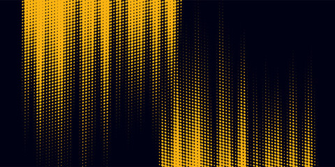 Halftone yellow dots pattern and black gradient grunge texture background. Dotted line comic sport style vector illustration.Modern