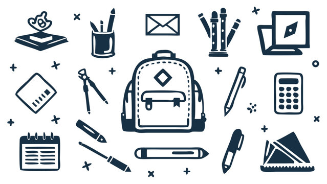 Backpack pencils and planner tools for academic success and bright futures for the students of tomorrow