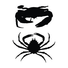 Seafood Icon Crab Vector Silhouette on whtie background Vol 05