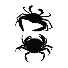 Seafood Icon Crab Vector Silhouette on whtie background Vol 03
