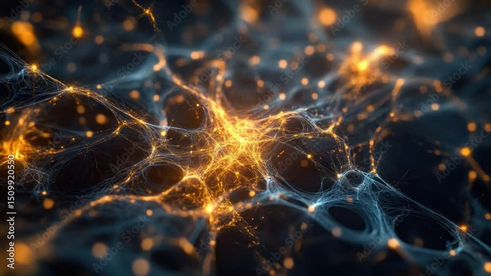 Poster neural network abstract: a mesmerizing abstract representation of a neural network, glowing with vib