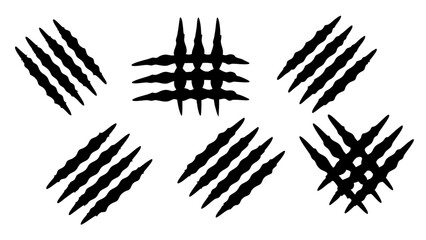 set of black claws scratches animals silhouette