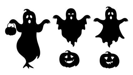 halloween ghost and pumpkin silhouette