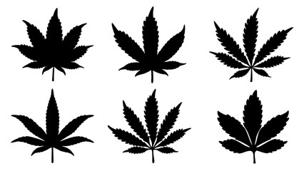 set of marijuana silhouette
