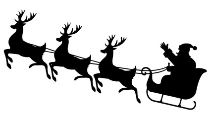 Santa with reindeer silhouette