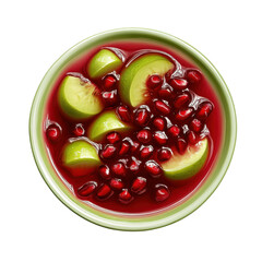 Refreshing Pomegranate and Green Apple Salad in a Bowl, Vibrant Colors, Ideal for Summer Gatherings on transparent background