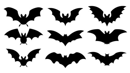 Fototapeta premium set of halloween bat silhouette vector on tranparent background