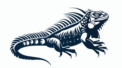 Fototapeta premium Sleek Iguana Silhouette: Flat Icon Design for Tropical Branding, Logos, and Websites. Perfect for 