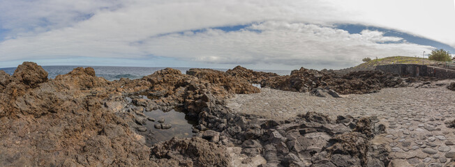 Volcanic coast at the natural pools (piscinas) of La Fajana, La Palma, Canary Islands