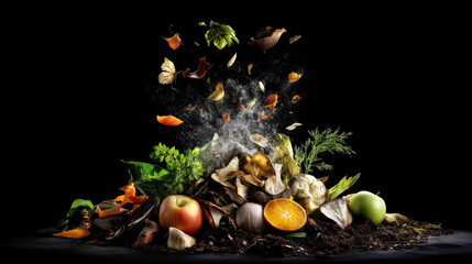 Waste recycling, food waste composting. Zero waste concept. Copy space and waste recycling, zero waste production, ecology conservation of the Earth