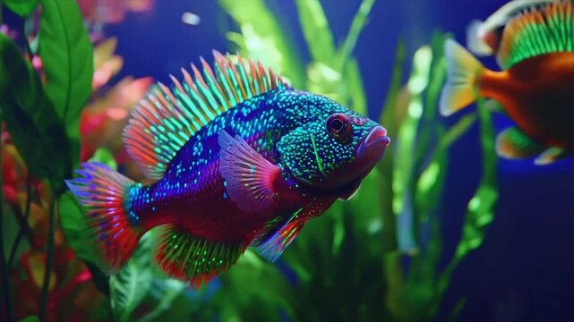 Vibrant fish in a colorful aquarium