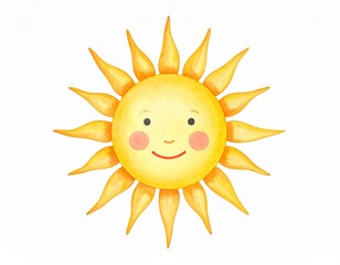 Radiant watercolor sun painting, a vibrant depiction of the solar star in artistic glory