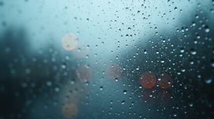 Photorealistic Macro View of Rain Droplets on Fogged Glass