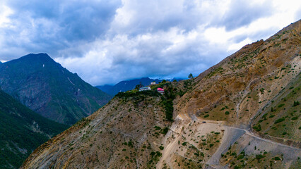 Remote Mountain Village Drone Shot