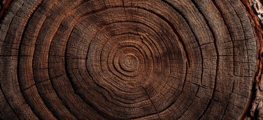 Naklejka premium A detailed close up of a tree stump showcasing the distinct rings of a tree