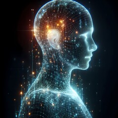 Technology Sci-fi Grid Form AI Avatar Virtual Luminous Wireframe Intelligence