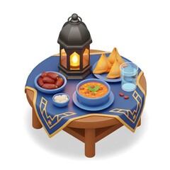 Ramadan Iftar 3D Render: A Festive Table Setting