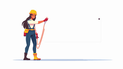 Obraz premium Confident Female Engineer Holding Blank Banner, Ready for Your Message, Innovation and Success 